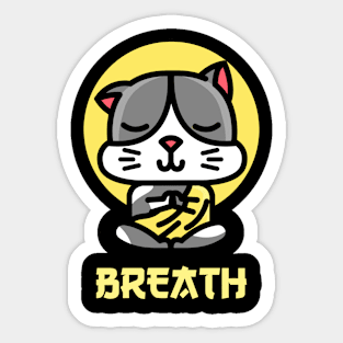 Breath, Cat/Yoga Design Sticker